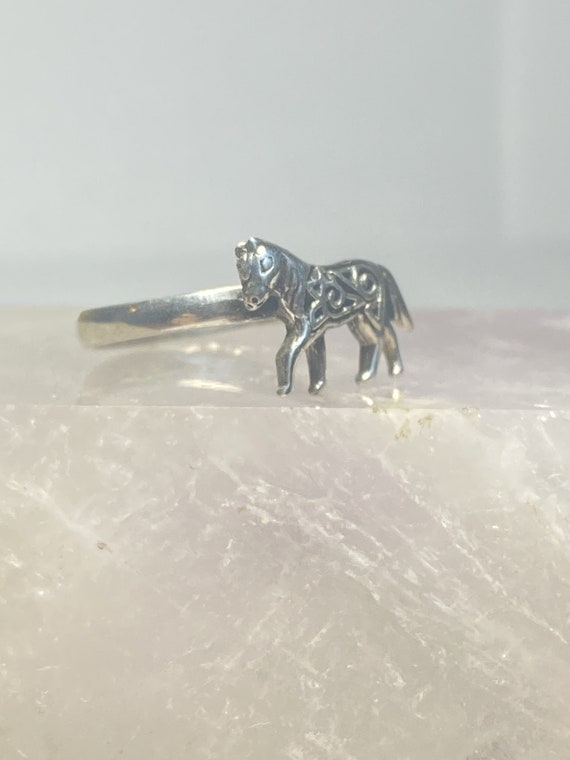 Horse ring sterling silver band women girls size … - image 2