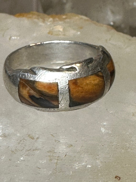 Petrified wood ring size 9 southwest band  sterli… - image 5