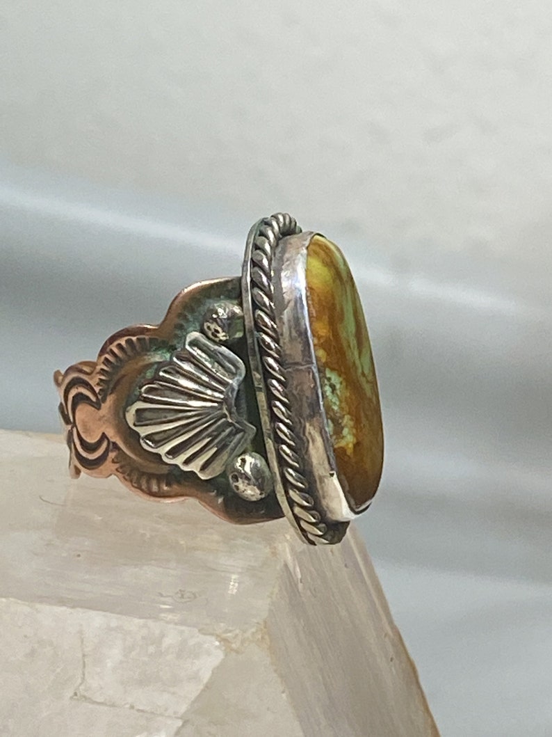 Turquoise ring Navajo sterling silver copper women men size 10.75