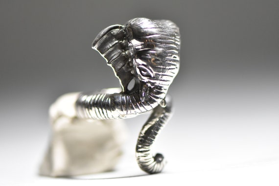 Elephant ring sterling silver wrap around band wo… - image 1