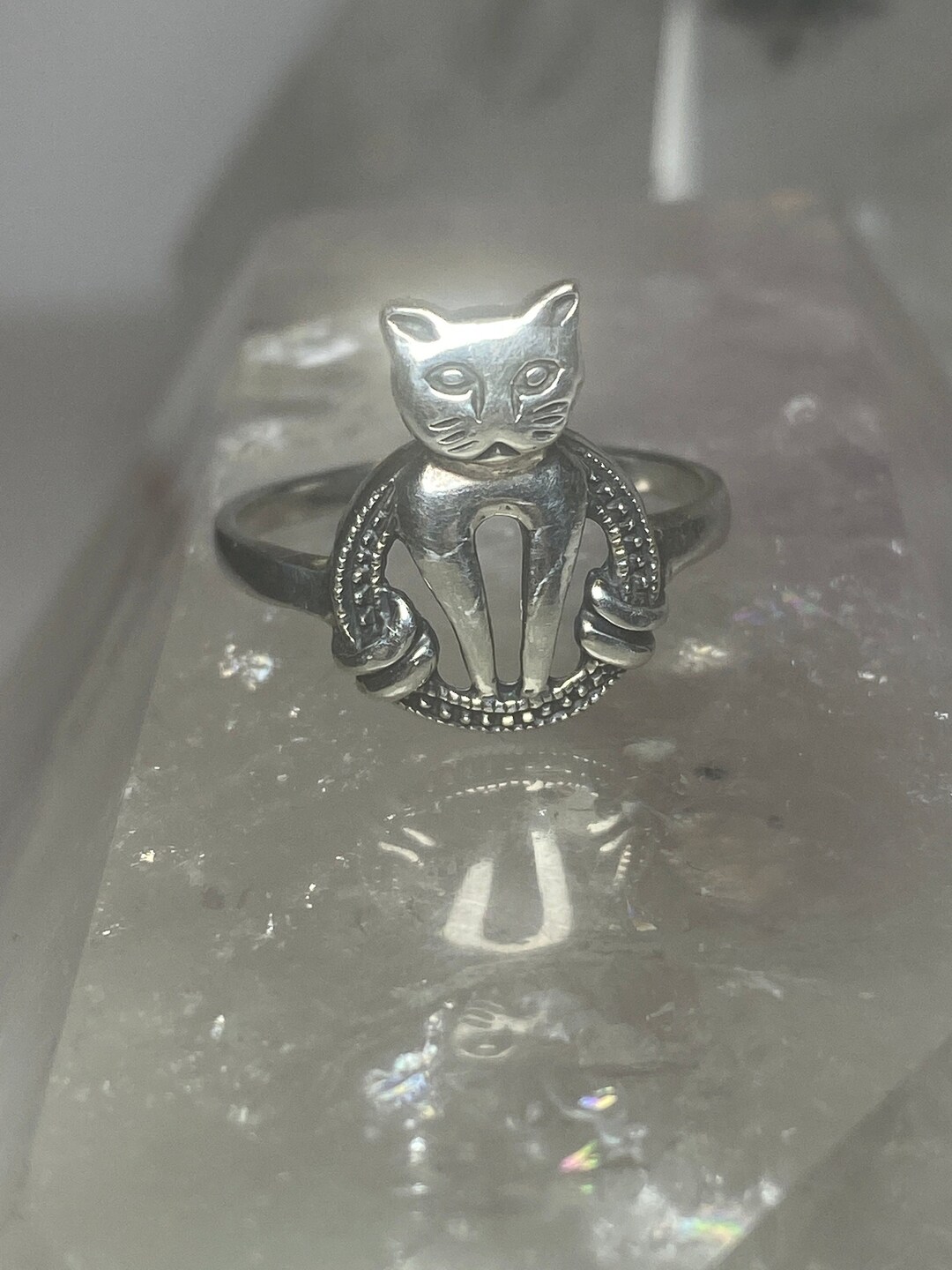 Anello gatto misura 8,50 fascia gattino argento sterling da donna - Main Image