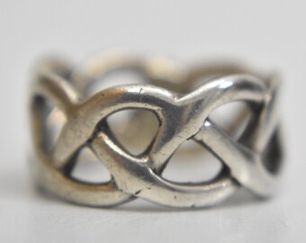 Knot ring thumb rope band  sterling silver  Mexico Size  7.25