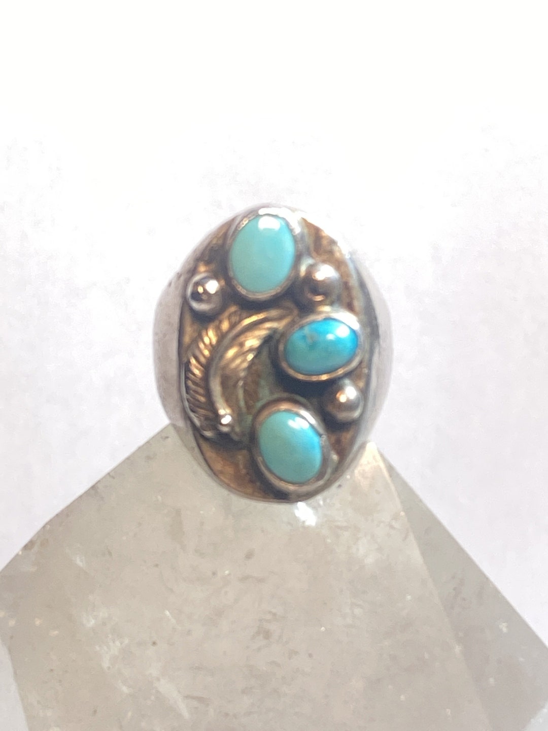 Turquoise Ring Navajo Southwest Sterling Silver Women Men Size 10.75 - Etsy