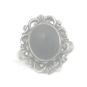 Vintage Matte Black Stone Ring: Sterling Silver Filigree, Size 8.5
