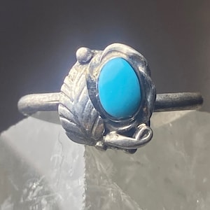 Turquoise Ring Size  3.50 southwest pinky sterling silver women girl gg