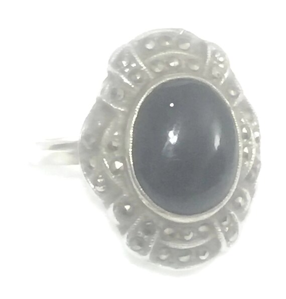 Art Deco Ring Size 5 Plus Onyx Ring Size 5 Mourni… - image 2