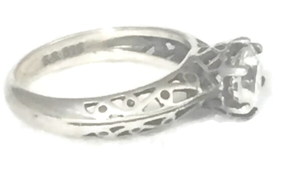 Vintage Sterling Silver Solitaire Ring: Clear CZ,… - image 8