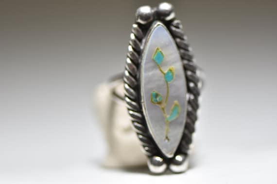 Leaves ring long Navajo mother of pearl southwest… - image 2