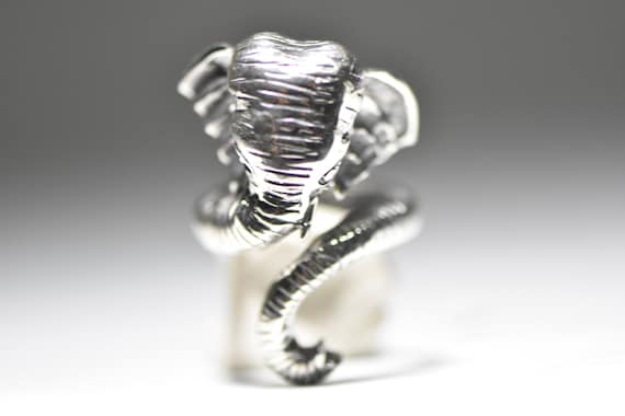 Elephant ring sterling silver wrap around band wo… - image 2
