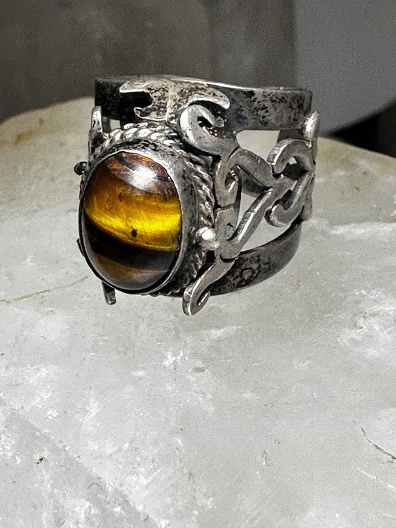 Tiger Eye Sterling Silver Scroll Design Ring Tiger Eye Sterling Silver Scroll Design Ring