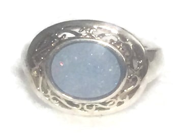 Anillo vintage de ópalo de fuego en plata de ley - Talla 5.75