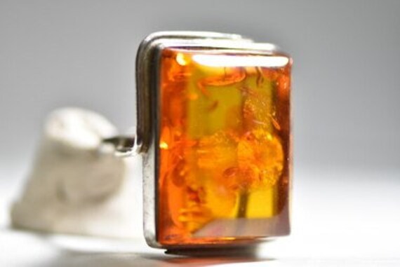 Amber Ring Art Nouveau Art Deco Sterling Silver W… - image 4