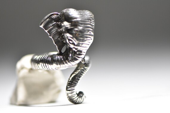 Elephant ring sterling silver wrap around band wo… - image 4