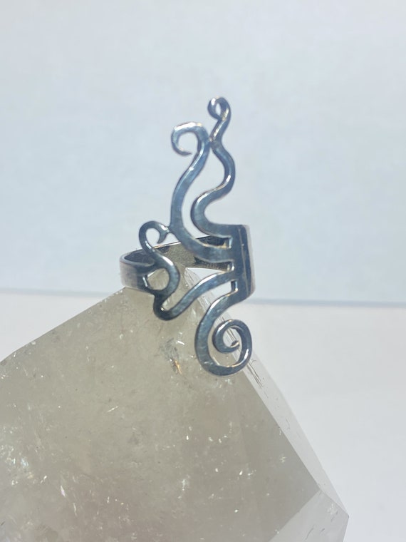 Fork design ring long wavy sterling silver women … - image 5