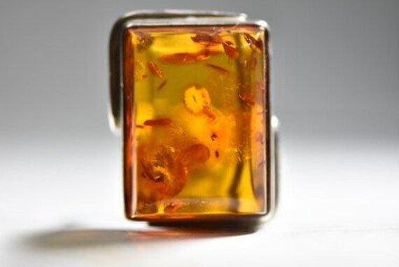 Amber Ring Art Nouveau Art Deco Sterling Silver W… - image 8