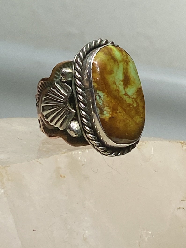 Turquoise ring Navajo sterling silver copper women men size 10.75