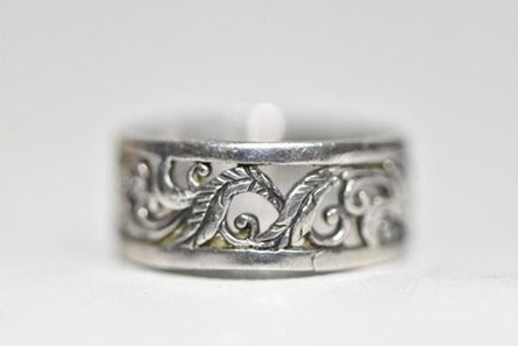 Vine Band Leaf Ring  Scrollwork Sterling Silver W… - image 6