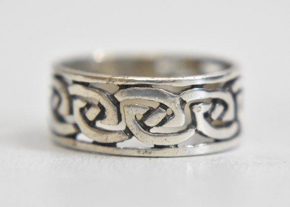 Celtic ring Irish knots woven thumb band sterling… - image 1