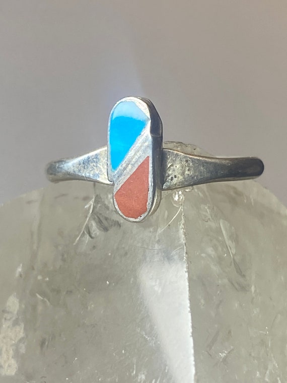 Turquoise coral ring size 6.50 southwest sterling… - image 3