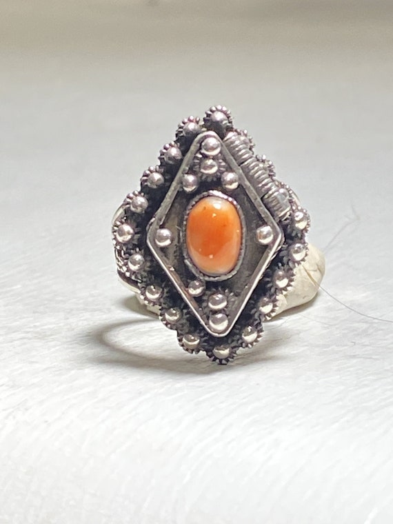 Poison ring coral filigree sterling silver women g