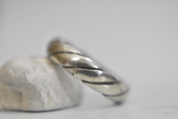 spinner ring braided rope band sterling silver women biker boys girls size 5.25