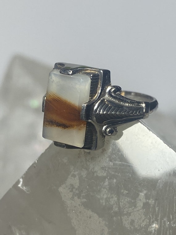 Agate ring Art Deco sterling silver women size 7.… - image 5