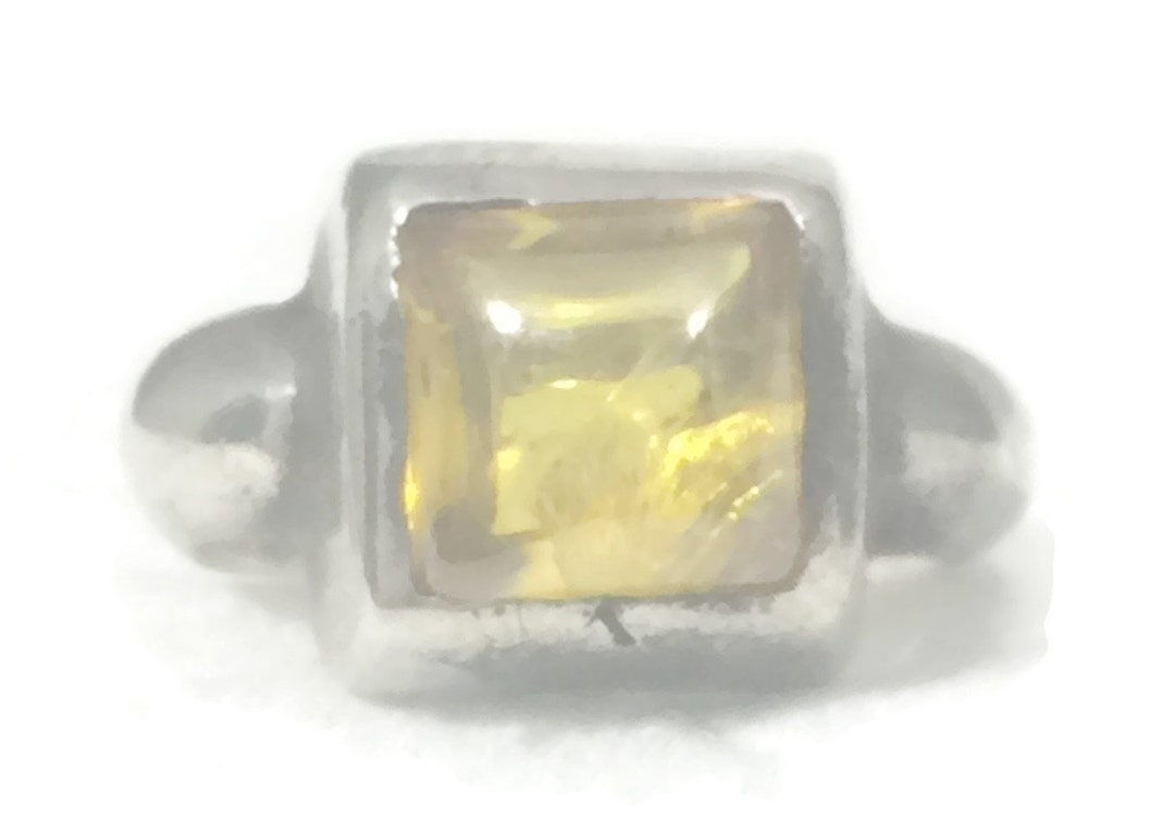 Vintage Sterling Silver Southwest Ring With Yellow Stone, Size 5 - Etsy