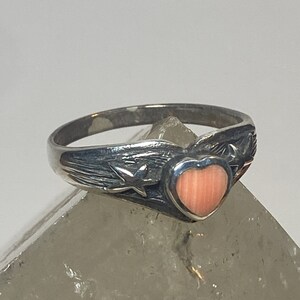 Heart ring stars love friendship band sterling silver girls women size 8.75
