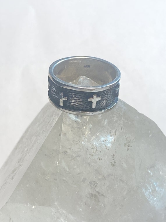 Cross Ring Religious Band Sterling Silver Women M… - image 6