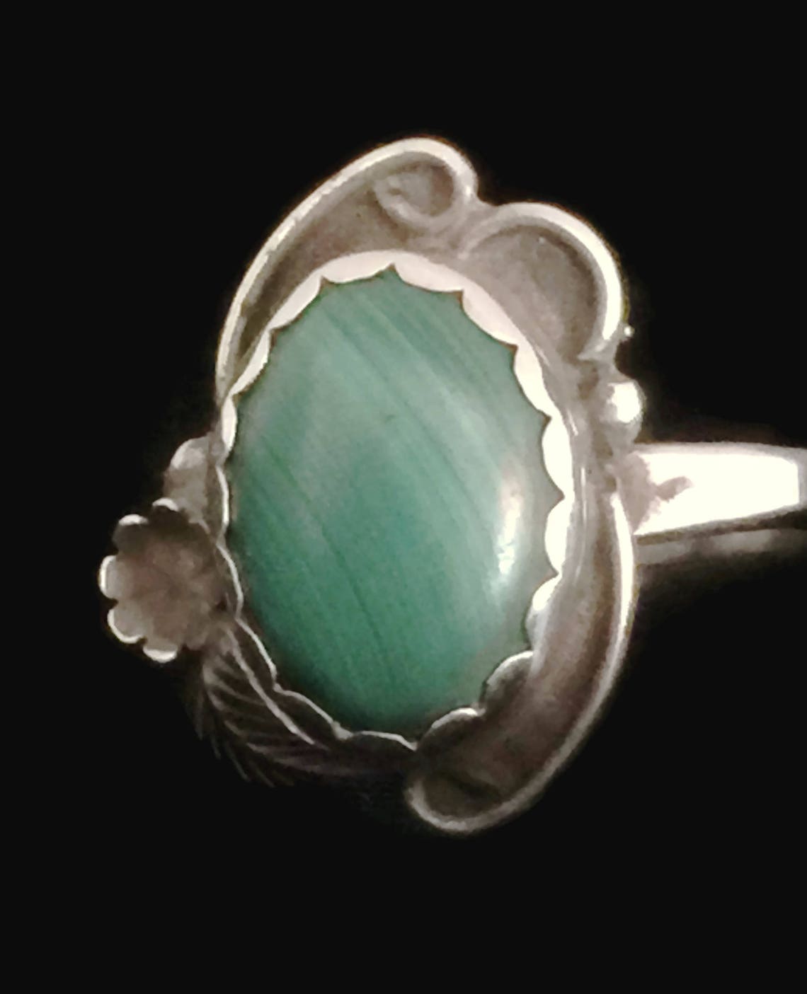 Malachite Ring Squash Blossom Ring Malachite Jewelry Woman Etsy UK