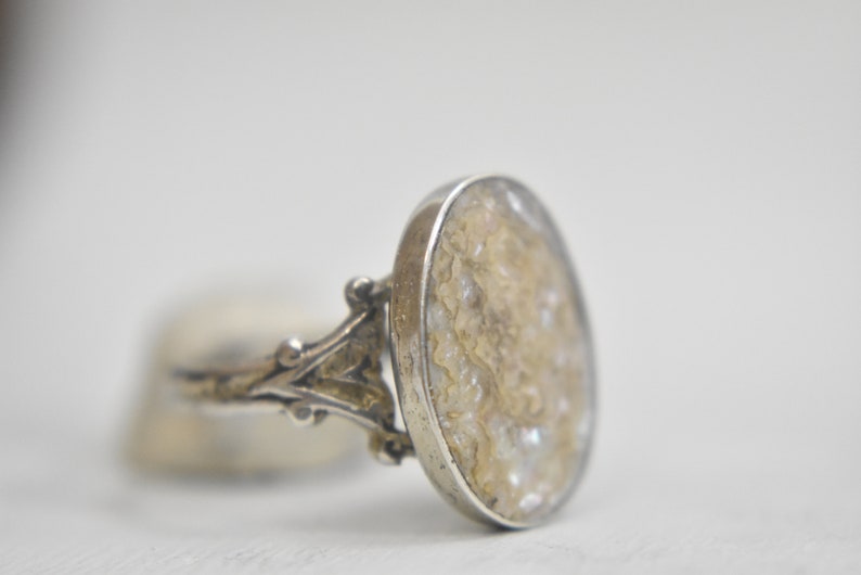 Vintage ring oval pinky sterling silver women girls size 5.75