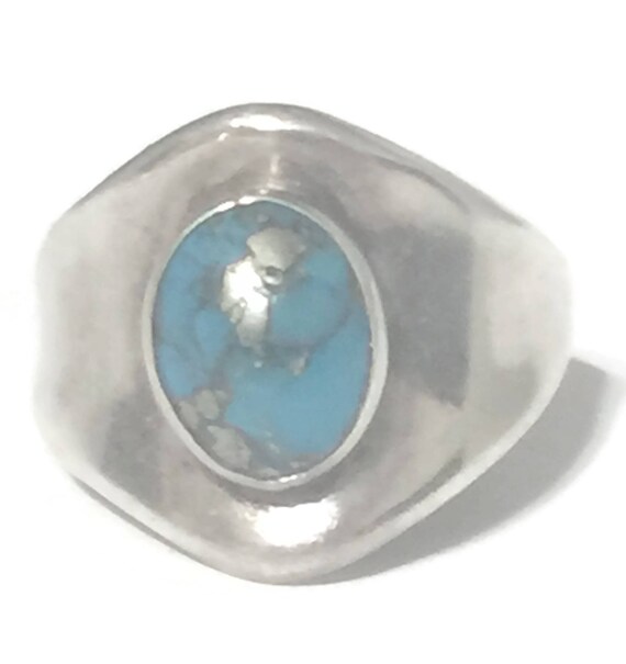 Turquoise Ring Cigar Band Size 6 Minus Women Nava… - image 1