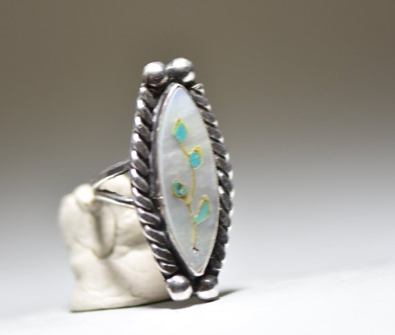 Leaves ring long Navajo mother of pearl southwest… - image 3