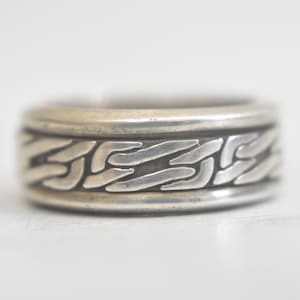 Spinner ring barbed wire  band sterling silver men women Size 6.50