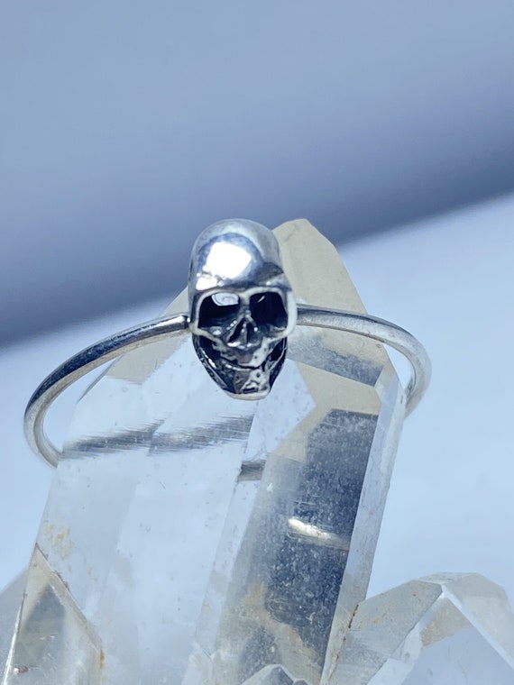Skull ring biker stacker band sterling silver wom… - image 1