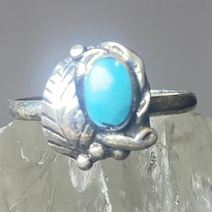 Turquoise Ring size 2 southwest pinky sterling silver women girl kk