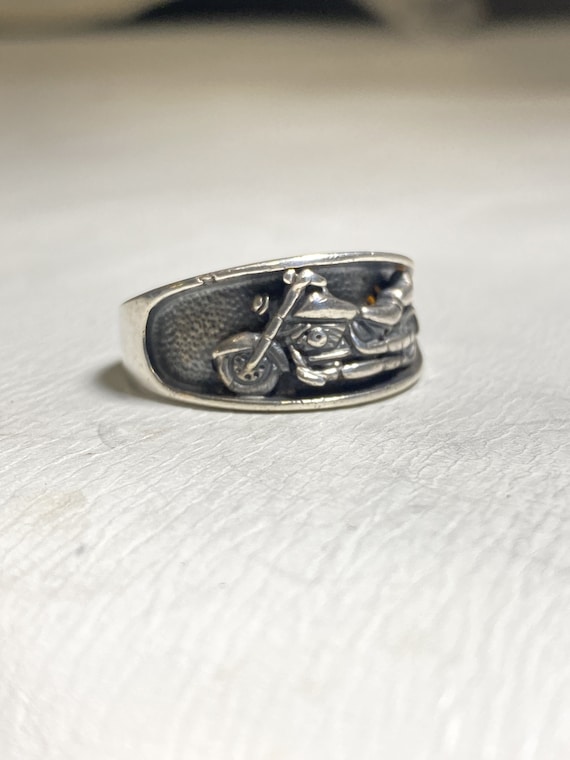 Motorcycle ring biker band sterling silver by Ott… - image 2