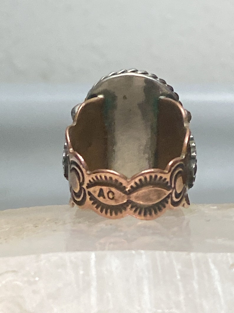Turquoise ring Navajo sterling silver copper women men size 10.75