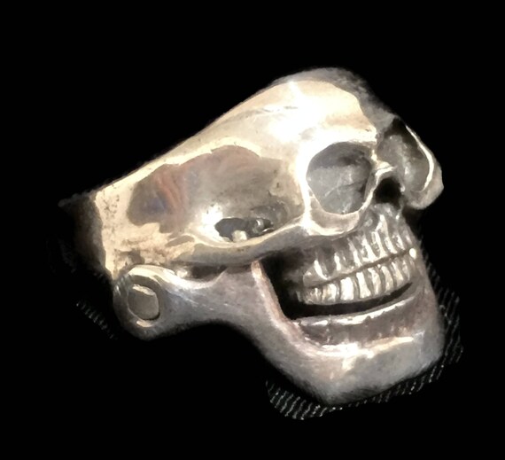 Men Skull Ring Size 12 Biker sterling silver band - image 3