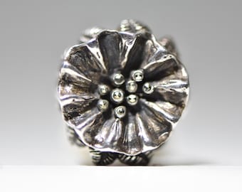 Flower Ring Marcasites Vintage Sterling Silver Women size 6.50