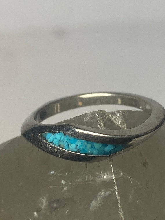 Turquoise chips ring slender stacker southwest wo… - image 4