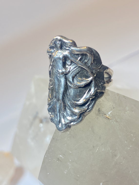 Lady ring size 8.25 art deco  band sterling silve… - image 5