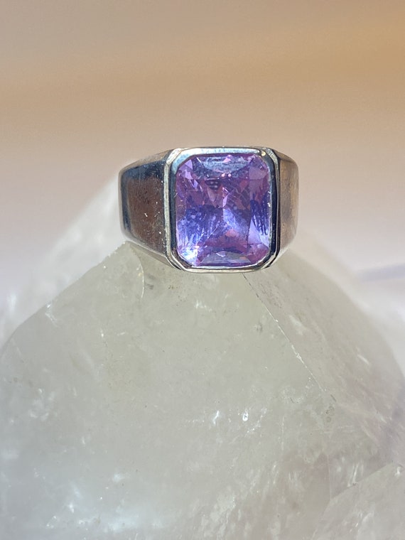 Pink Ice size 7 ring cocktail sterling silver men… - image 10