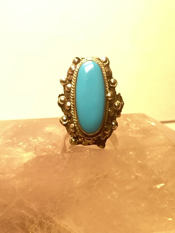 Poison ring blue Mexico sterling silver women size