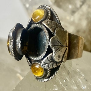 Tiger Eye ring size 6 adj poison Mexican  sterling silver women