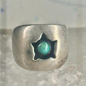 Turquoise ring cigar band turtle star flower size 5.75 sterling silver women girls