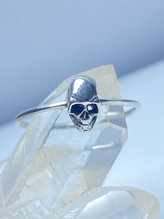 Skull ring biker stacker band sterling silver wom… - image 9