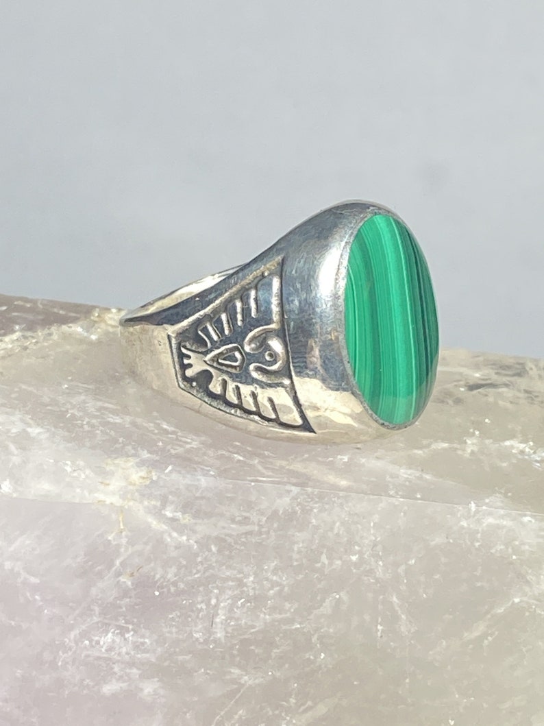 Malachite ring phoenix southwest sterling silver band women men size 9