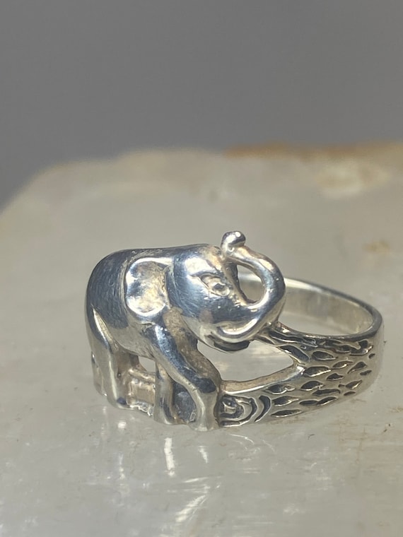 Elephant ring size 5.75 animal band sterling silv… - image 2