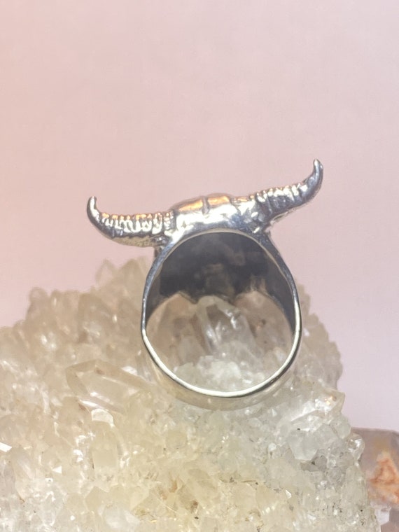 Longhorn ring biker band skull sterling silver wo… - image 7